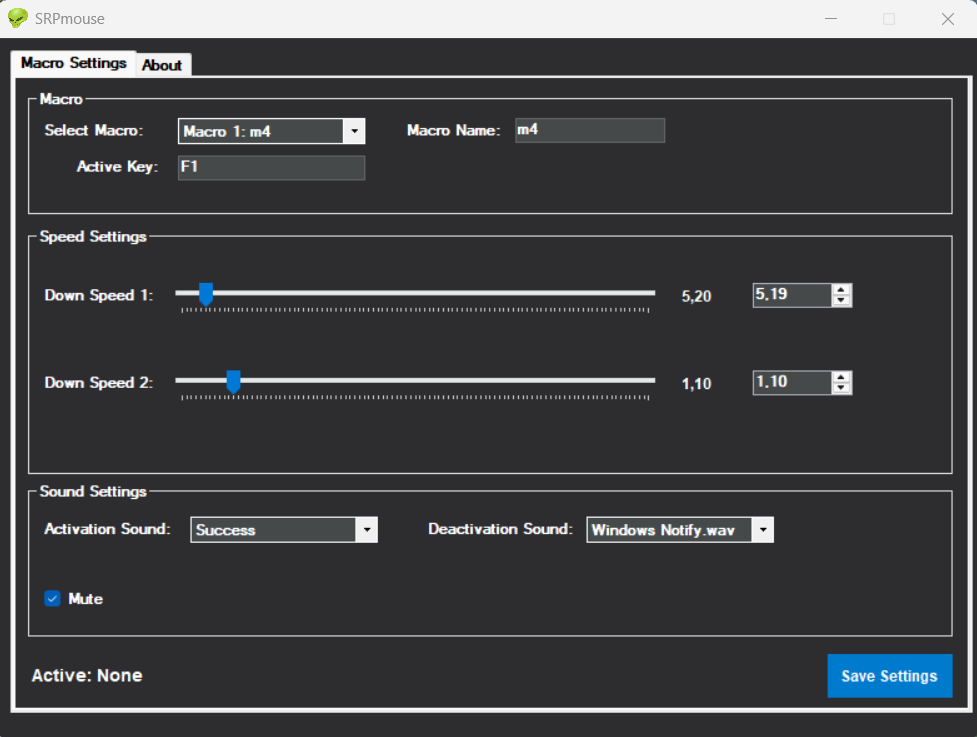 SRPmouse Macro Settings